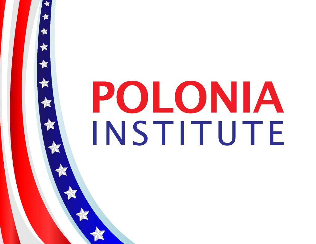 Banner logo with red, white, and blue stripes and the text 'POLONIA INSTITUTE' in red and blue on white background.